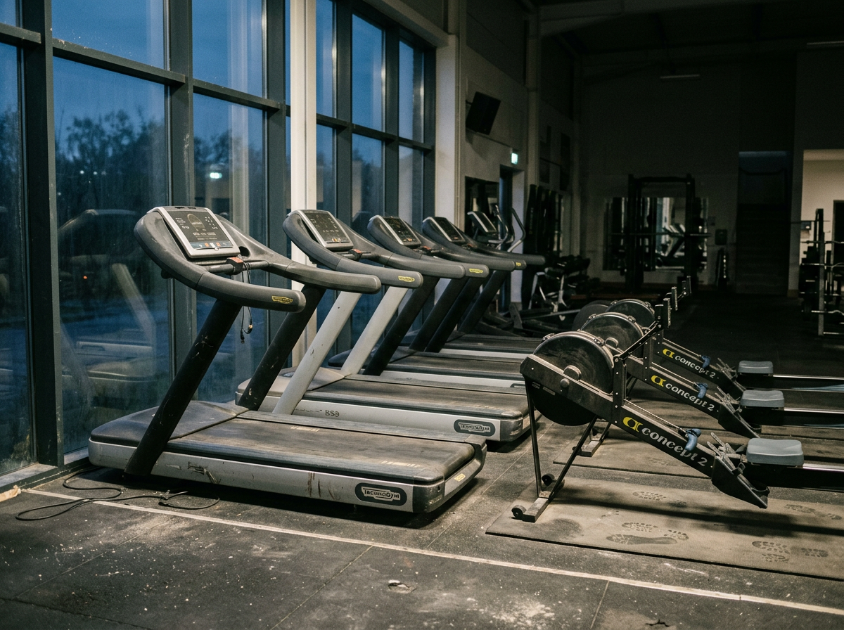 Row of treadmills in the cardio area
